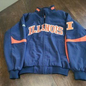 University Of Illinois Jacket Mens Large Zip Vintage 90's Majestic Illini Nice!